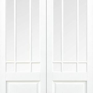 Internal White Primed Downham (CLEAR BEVELLED GLASS) Solid Core Pairs